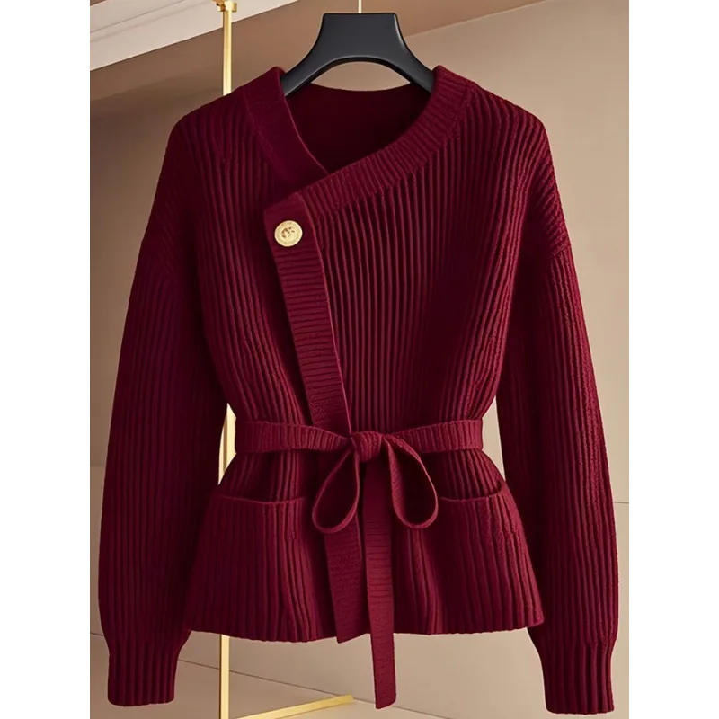 سترة شتوية من Herfst Trui Jas Vrouwen، وضع المزاج المتطابق تمامًا Truien Vrouwelijke Lange mouwen Elegante Top Dames