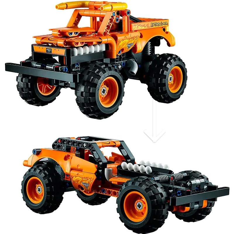 Technical Series Monster Off-Road Jam Megalodon Building Blocks 2in1 Sport Racing Pull Back Car Model Bricks Toys For Boys Gifts view 4