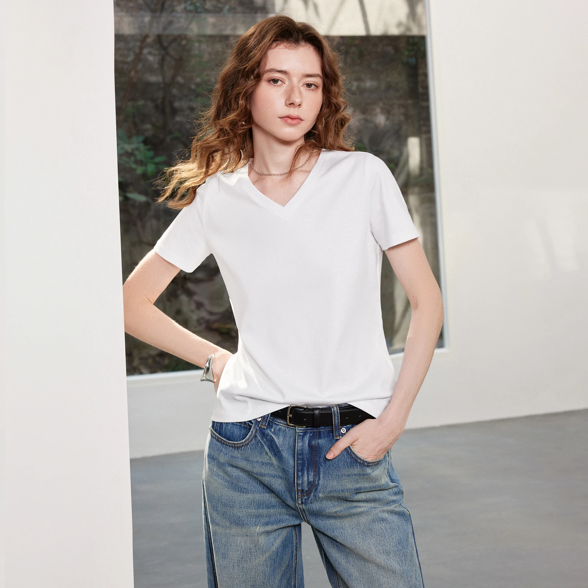 TOYOUTH Women Liquid Ammonia Tees 2026 Spring New Luxury Silk-Like Multi-Color Wrinkle-Resistant Cotton Casual Tops
