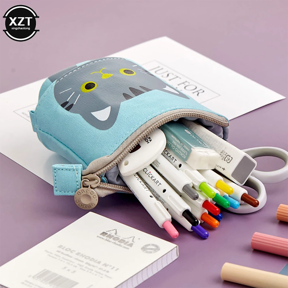 Cute And Simple Multi-Function Pencil Case Fabric Quality School Office Desk Supplies Stationery Gift Cute Pencil Box Holder Bag image 3