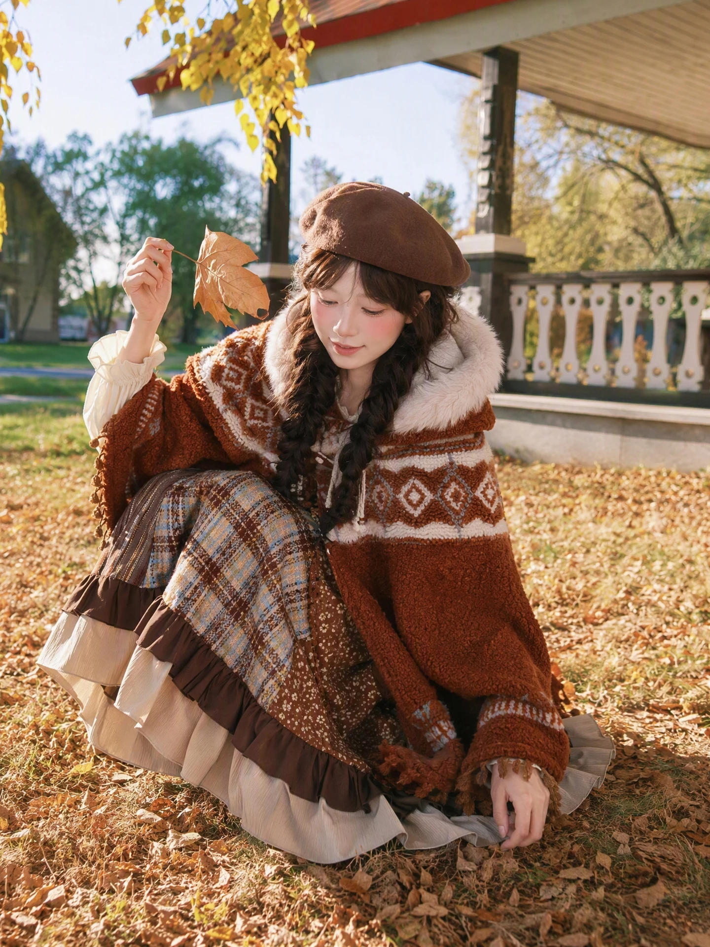 Loose Women's Ethnic Style Coat Vintage Velvet Shirt Spring Autumn Winter Seasonal New Arrival Free Size Hooded Cardigan