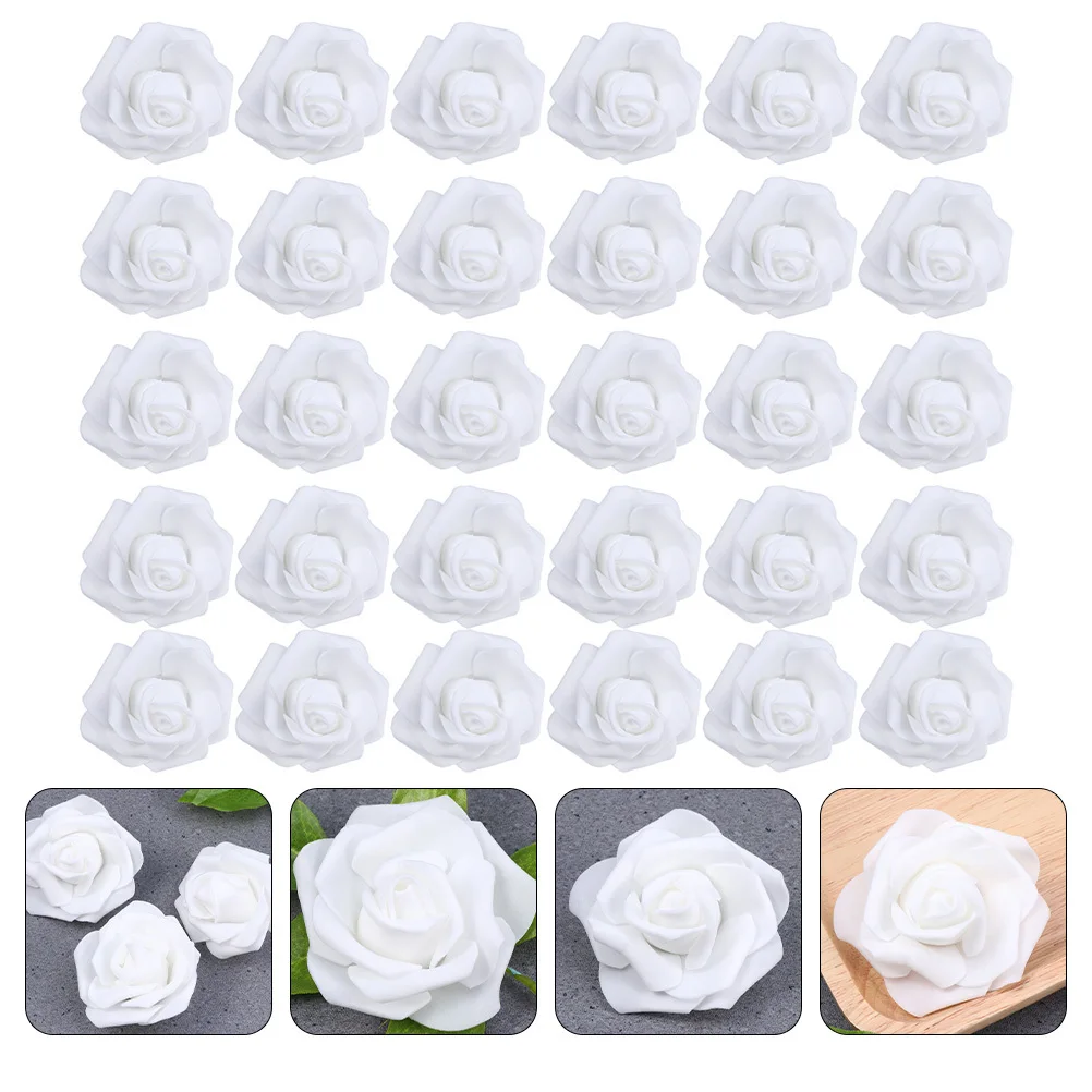 

100Pcs Artificial Foam Rose Flower Heads White Roses for DIY Wedding Party Home Flower Decoration Froth Rose White Roses