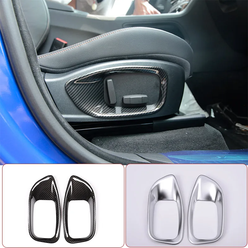 2pcs Carbon Fiber Style ABS Chrome Car Seat Decoration Frame Cover Trim For Jaguar XE XF F-PACE f pace X761 Accessories