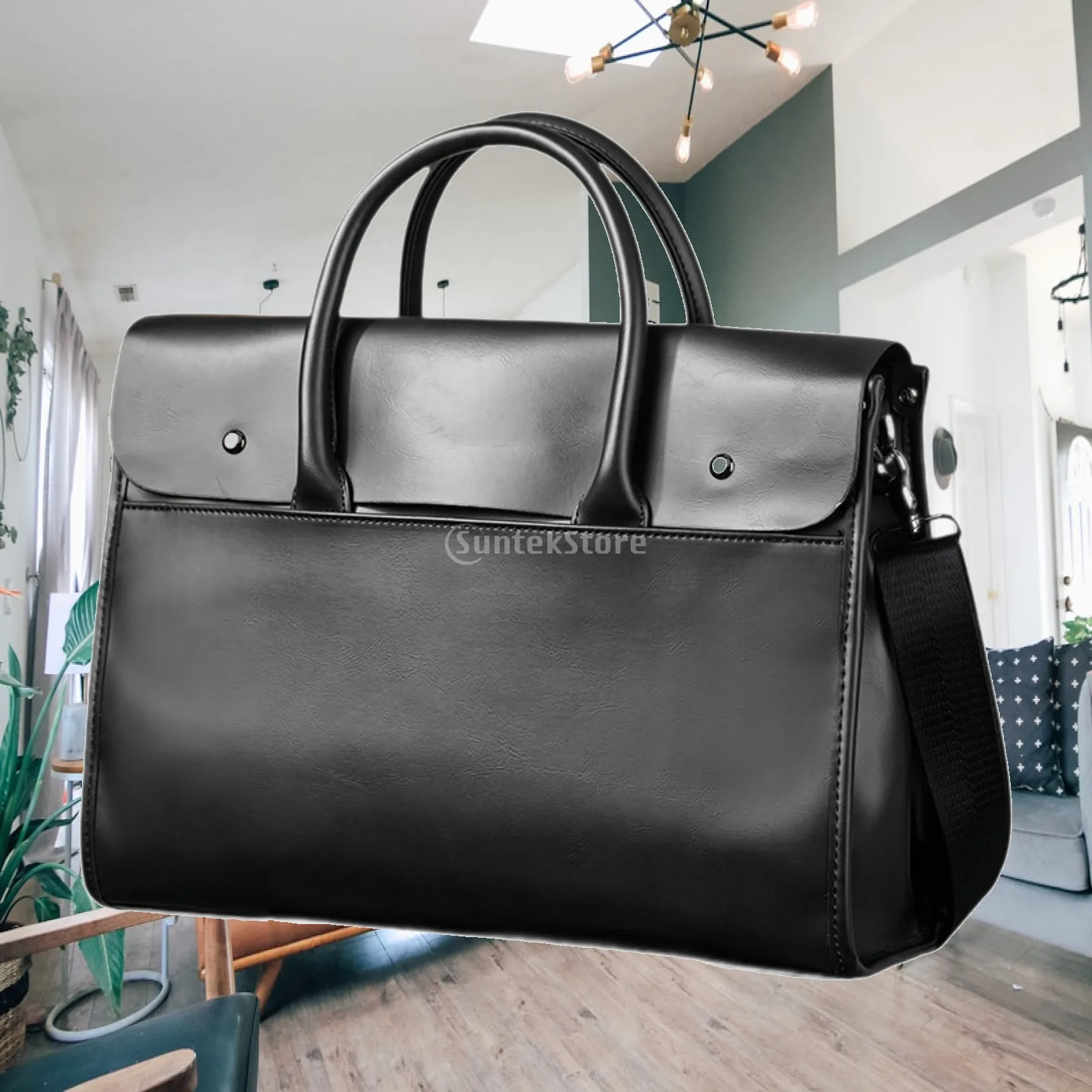 Mens Briefcase PU Leather Crossbody Bag Multifunction Lightweight Handbag Laptop Bag for Business Trip Work Office Outdoor