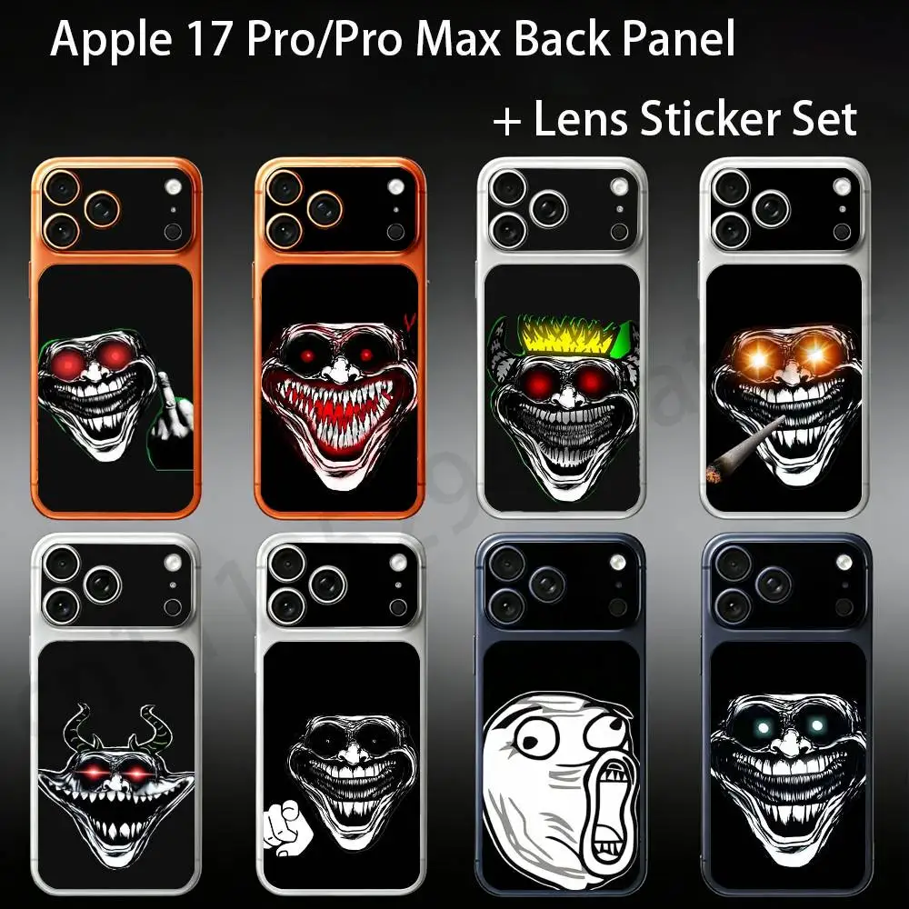 Troll Face Meme For iPhone 17Pro/ProMax Battry Back Cover with Camera Decal Skin Rear Protective Sticker Film
