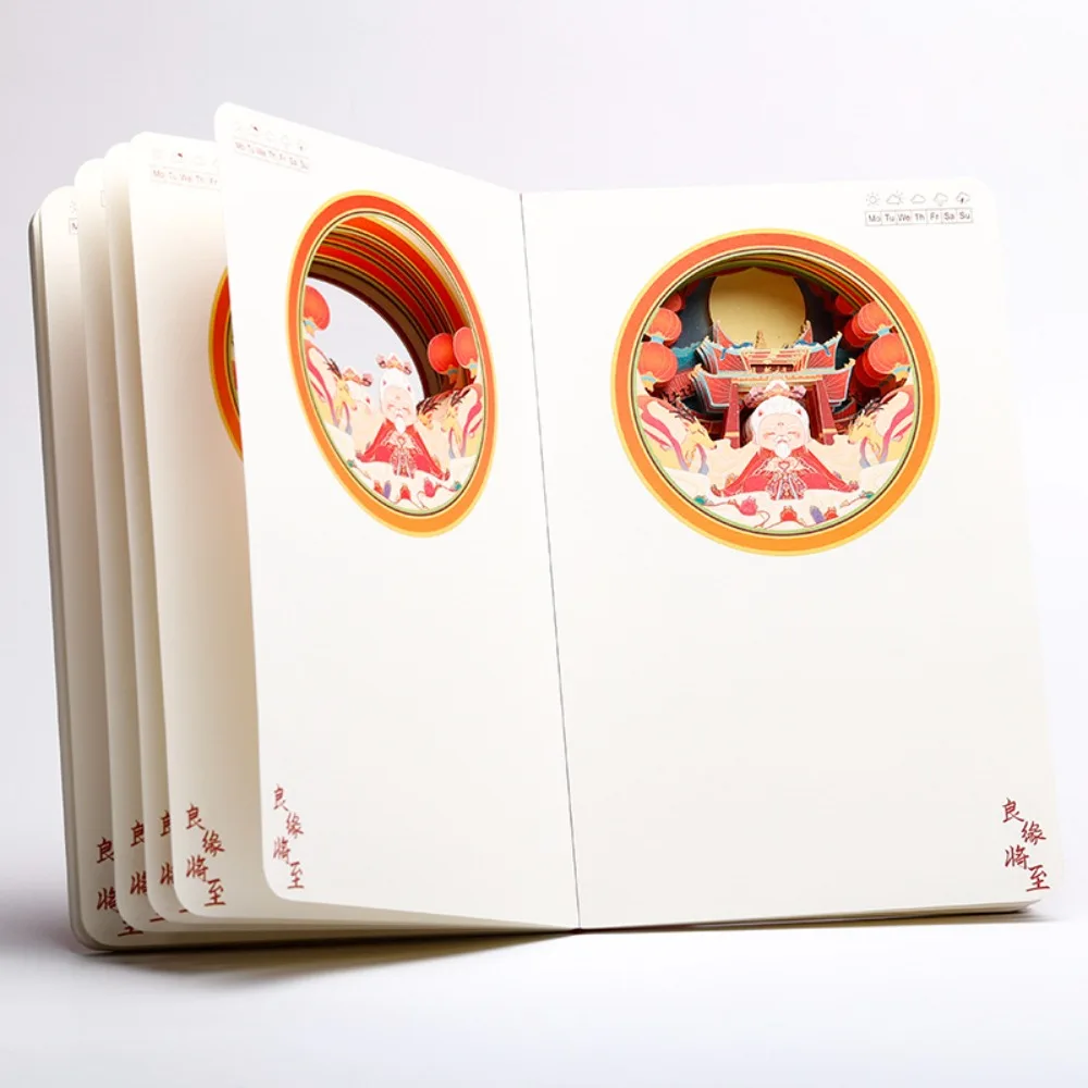 Boa sorte chegando presente cultural e criativo casa de papel mágico 3d estéreo escultura em papel caderno mão conta
