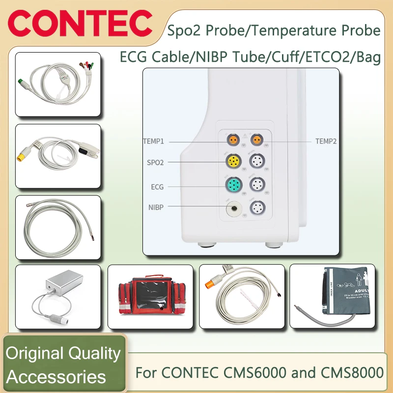 オリジナル-contec-アクセサリー-spo2-プローブ-nibp-チューブ-カフ-ecg-ケーブル-温度プローブ-etco2-cms6000-8000-用ポータブルバッグ