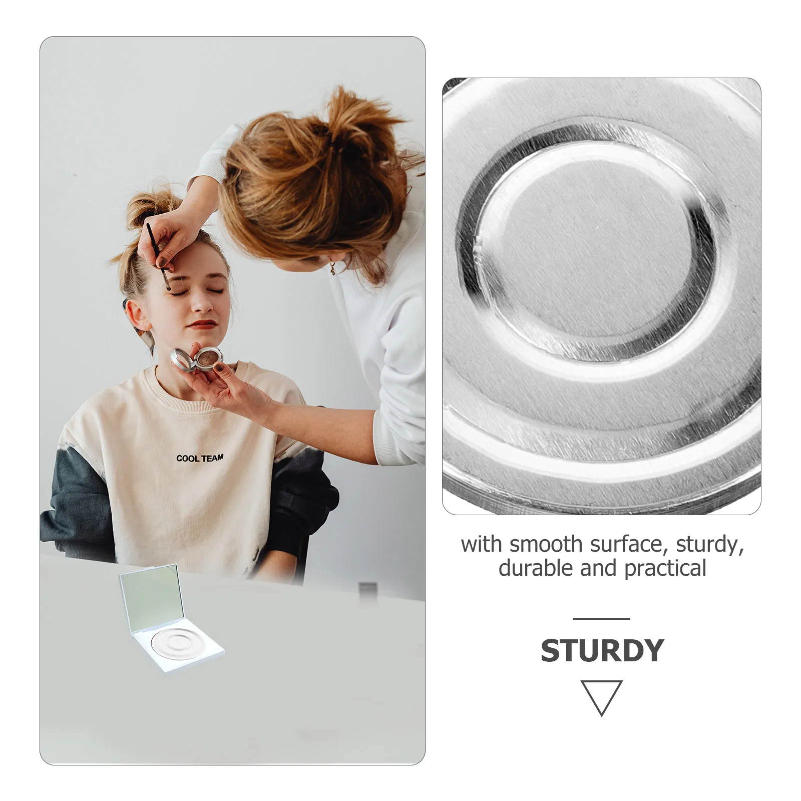 พาเลทอายแชโดว์ 3 ชิ้น กล่องบลัชออนอะลูมิเนียม ถาดไฮไลท์เตอร์เปล่า กล่องใส่เครื่องสำอางแบบ DIY สำหรับพกพา