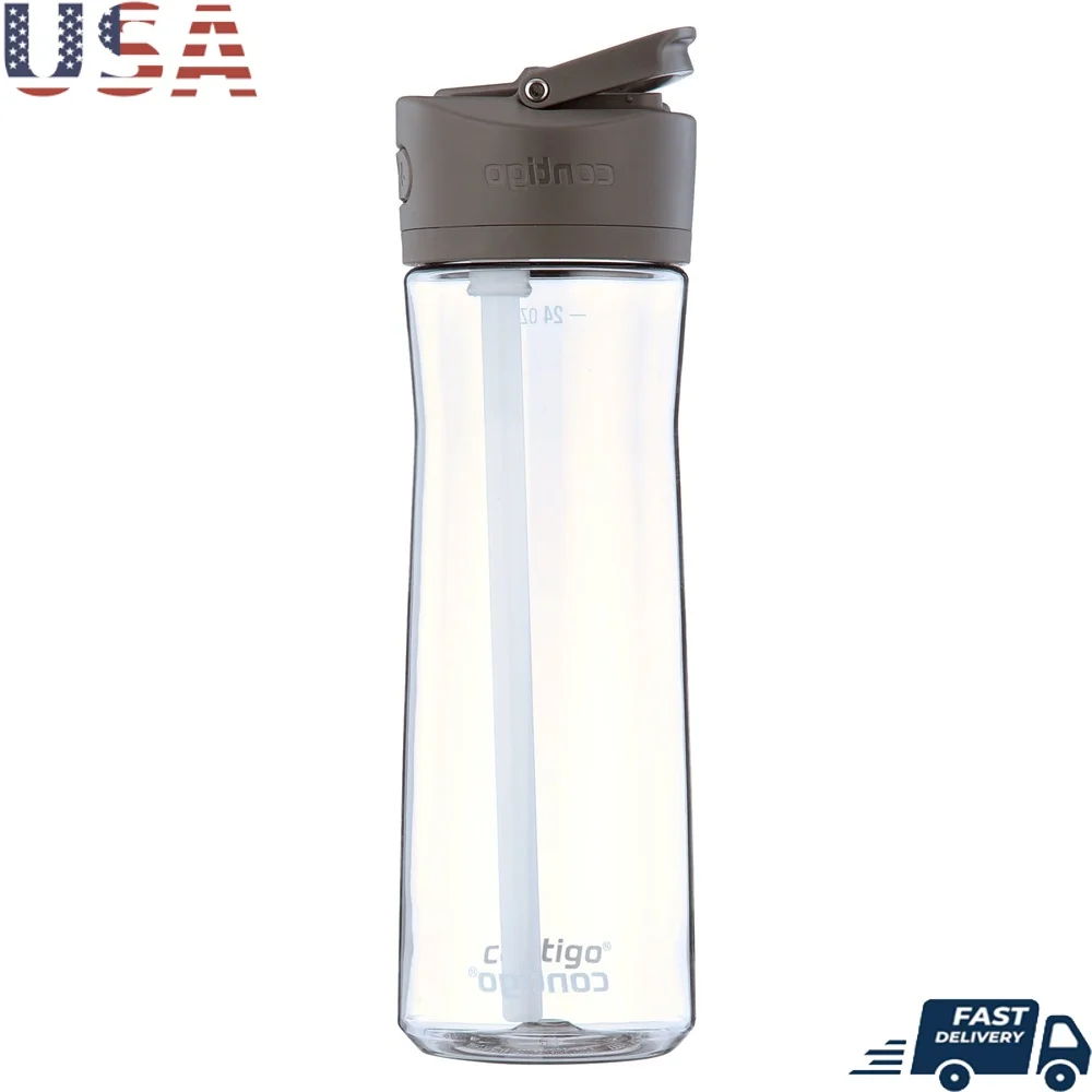 

Leakproof Tritan Water Bottle with AUTOSPOUT Lid Push Button Straw Easy Clean Dishwasher Safe Travel Friendly Adults