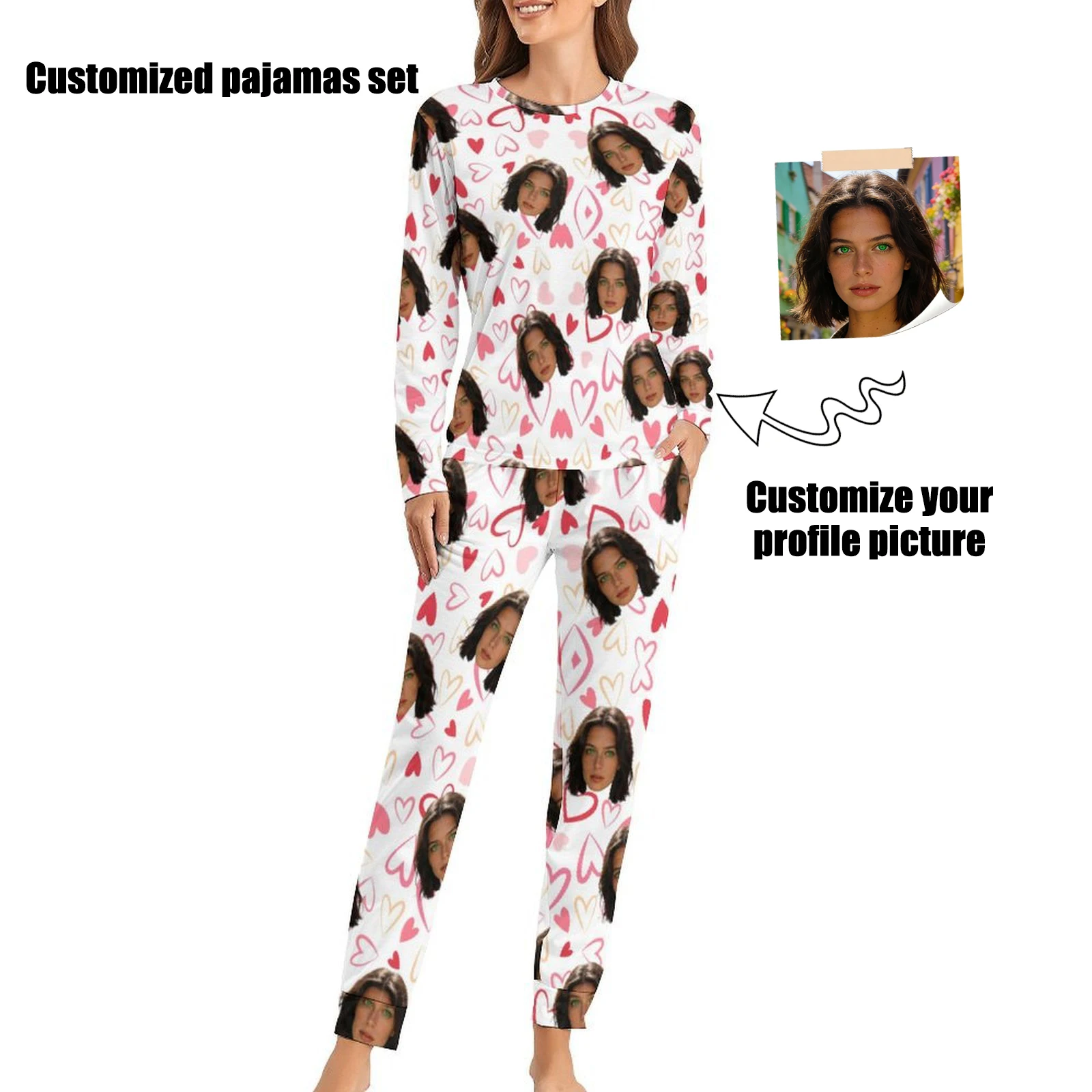

Customized women's pajamas set personalized face avatar pajamas Valentine's Day gift
