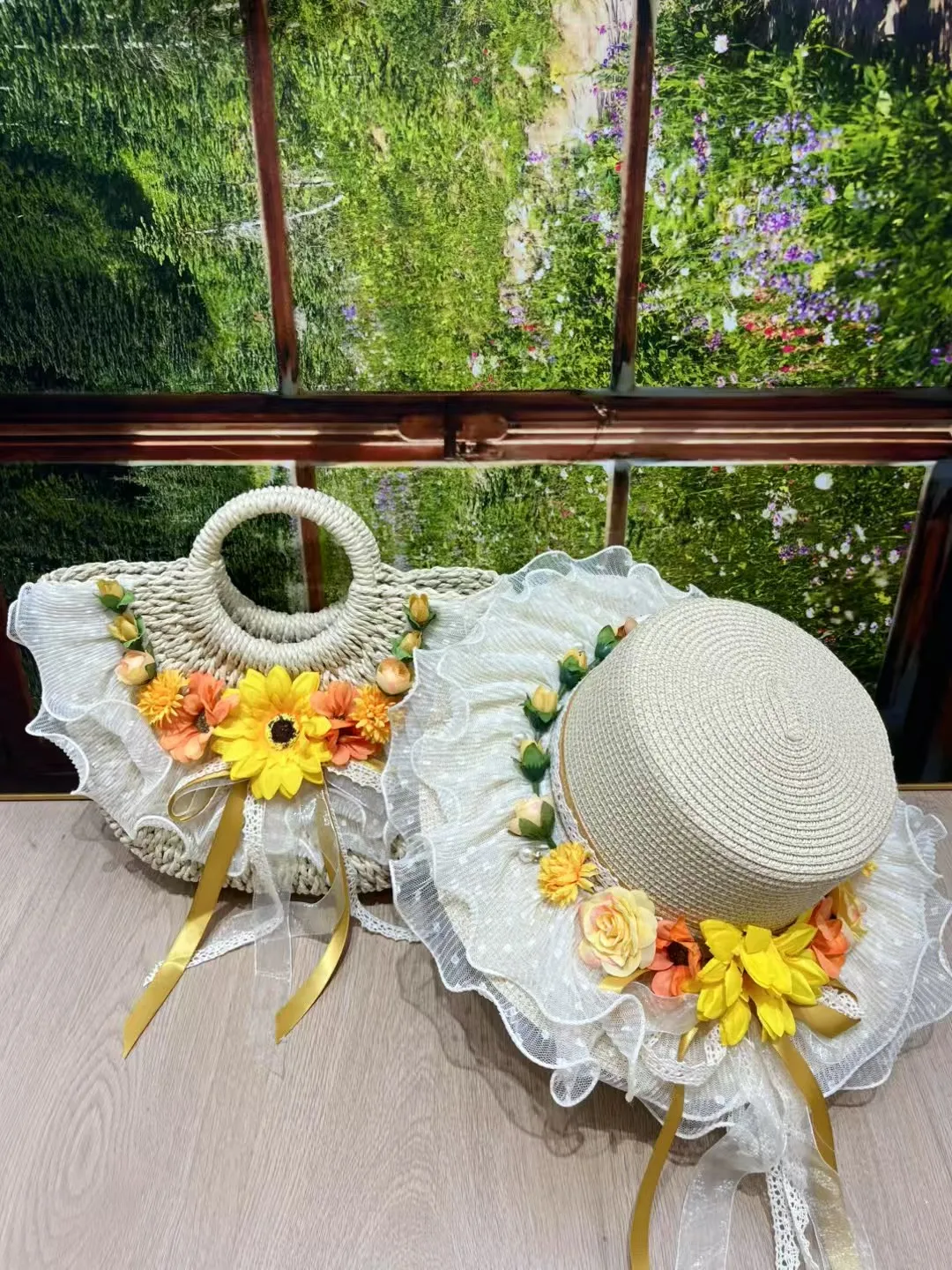Summer sun hat and bag set women's seaside beach vacation leisure sun hat bohemian style sun hat 여름모자