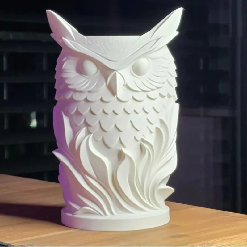3D Printed Owl Shaped Pen Holder Creative Desktop Stationery Organizer Artistic Desk Decor Storage Ornament Stylish Animal