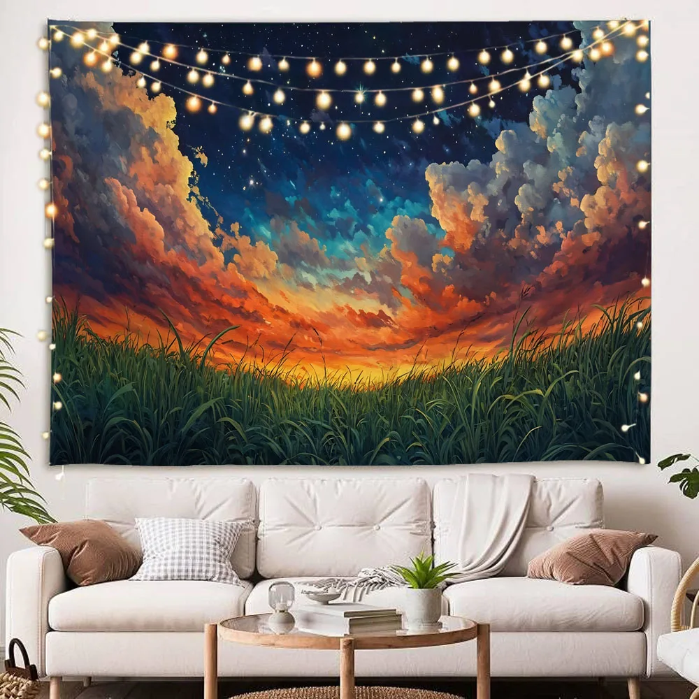 

Fairy Tale Scene Tapestry Wall Hanging Home Aesthetics Dreamy Tree Hole Landscape Poster Dormitory Living Room Decoration