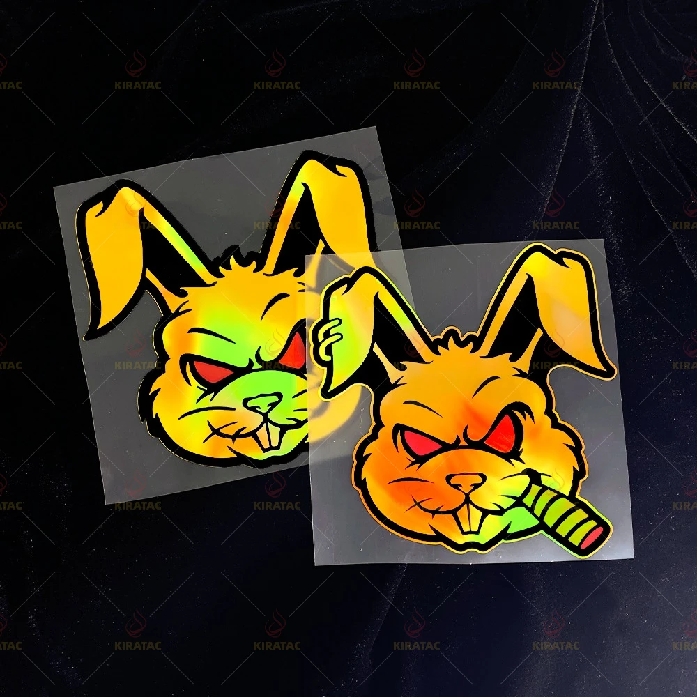 

Gold Evil Rabbit Motorcycle Stickers Waterproof for Motorcycle Fairing Helmet Fuel Tank Car Trunk Scooter Universal Vinyl Decals