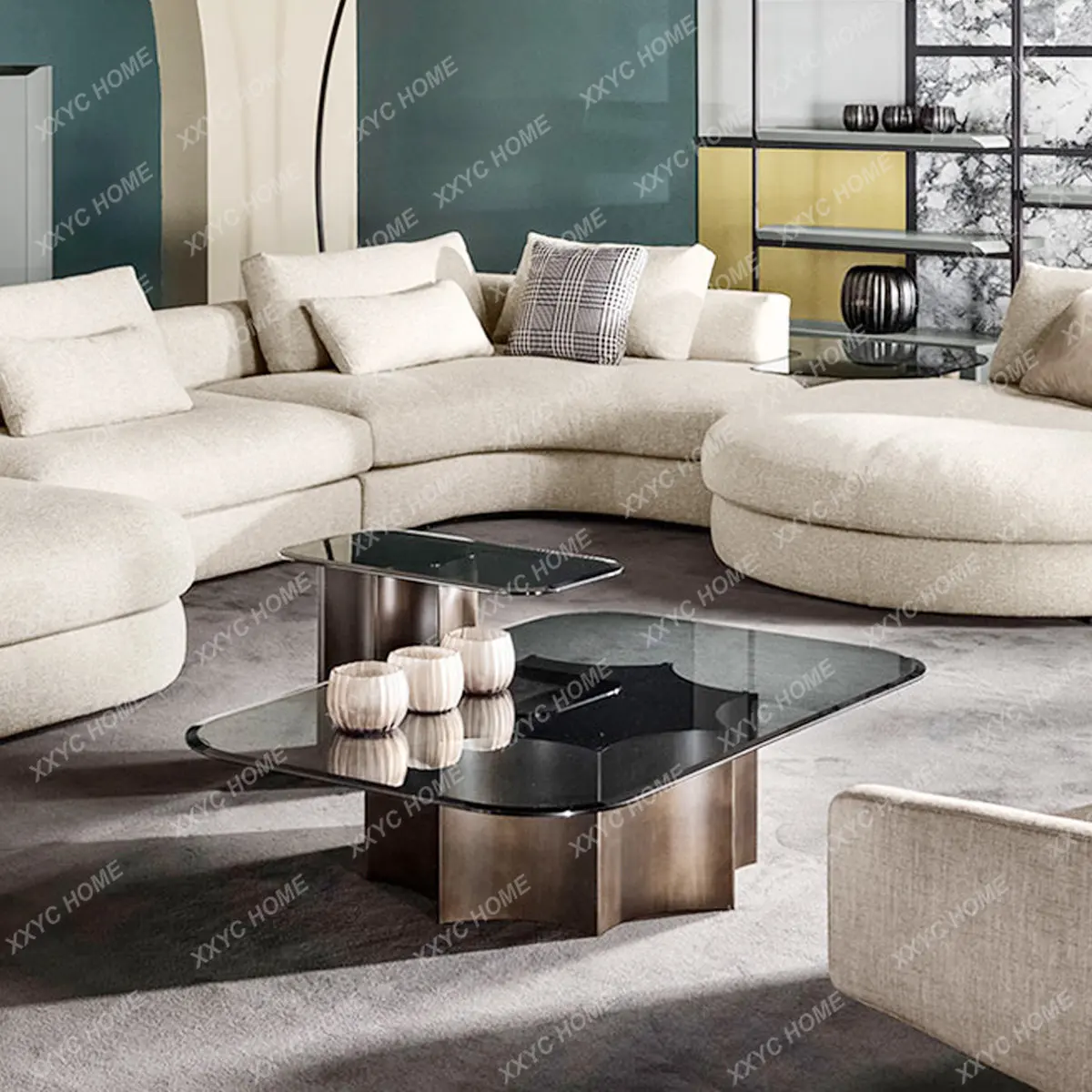 

Minimalist Italian Square Coffee Table Post-Modern Living Room Large and Small Apartment Type Tea Table