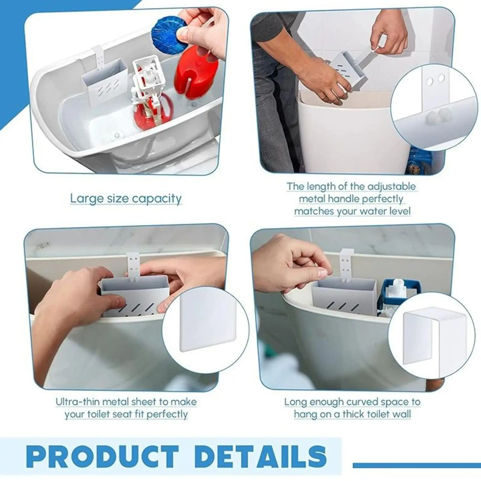 

Toilet Tank Cleaning Tablet Holder Adjustable Rust-Proof Toilet Tank Cleaner Stainless Steel Holder for Rental House Dorm