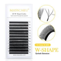 MASSCAKU 6D W Shape Faux Russian Wholesale 3D/4D/5D Premade Volume Easy Faning Eyelashes Clusters Professional Faux Mink Lash