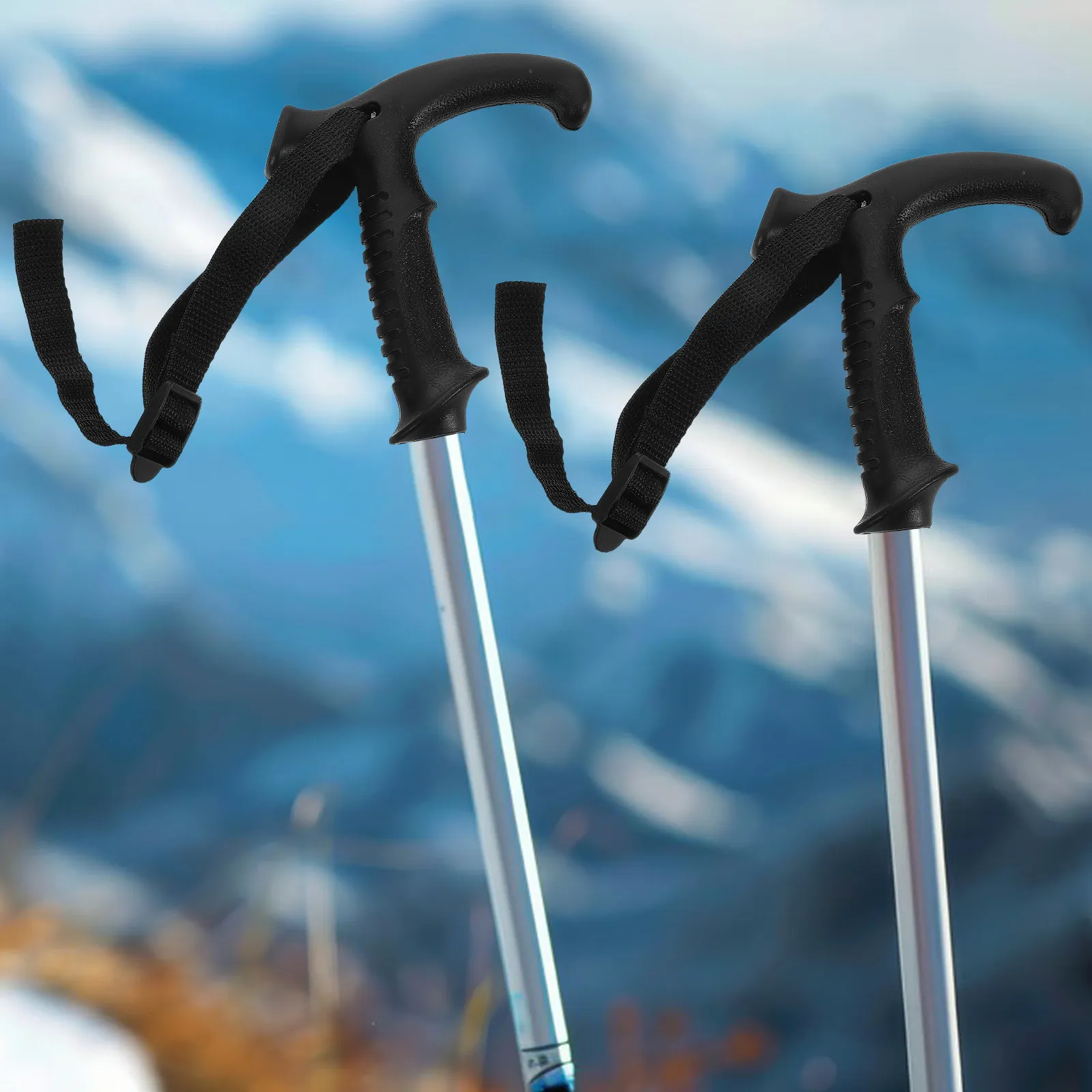 T-Handle Trekking Pole Grip Ergonomic Walking Cane Handle Adjustable Wrist Strap for Hiking Stick Replacement Stability Safety