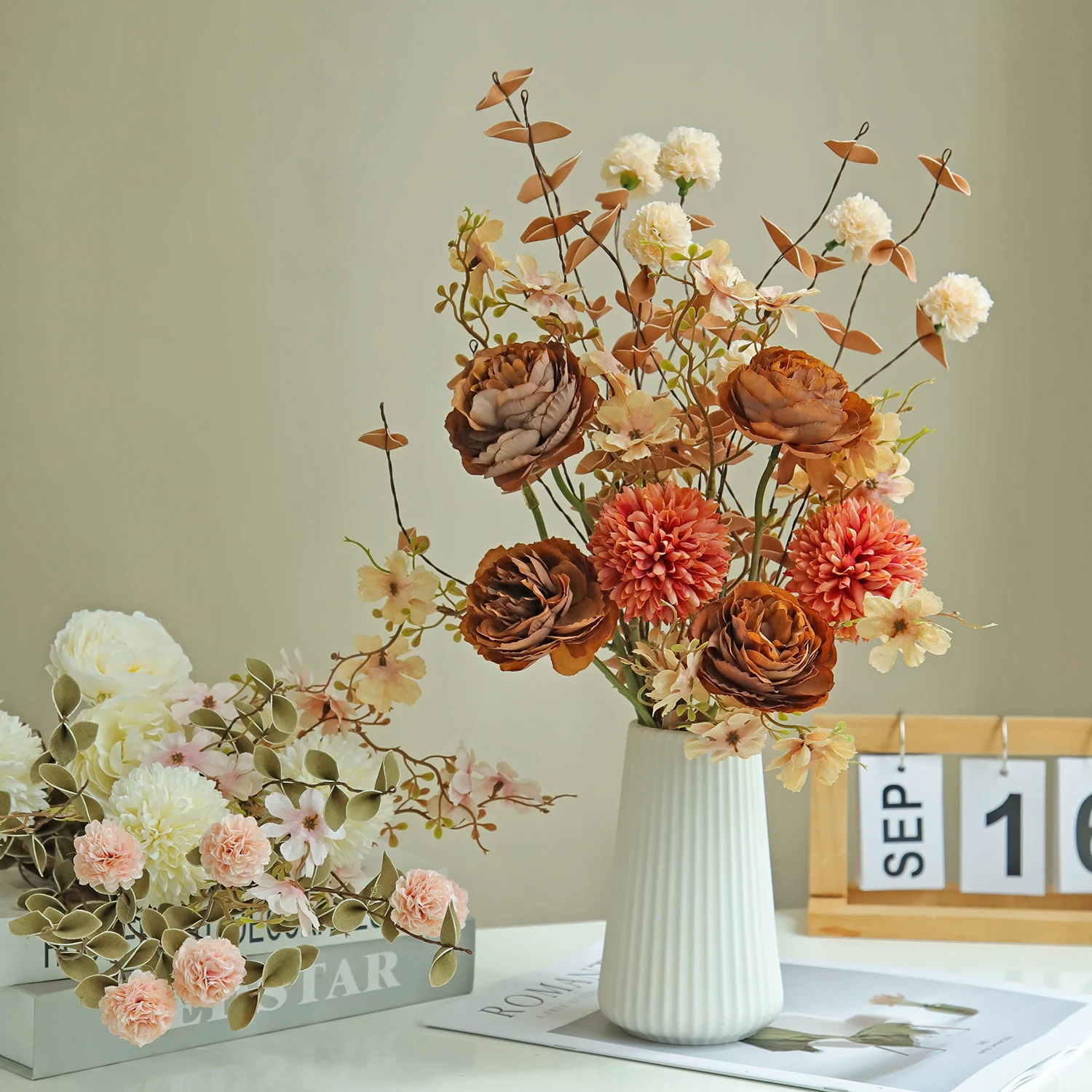 Seidenrosen Künstliche Blumen Hochzeit Heim Tischdekoration Valentinstag Deko Kranz Brautstrauß Vase Geschenk Outdoor Garten Kombination – Detail 3
