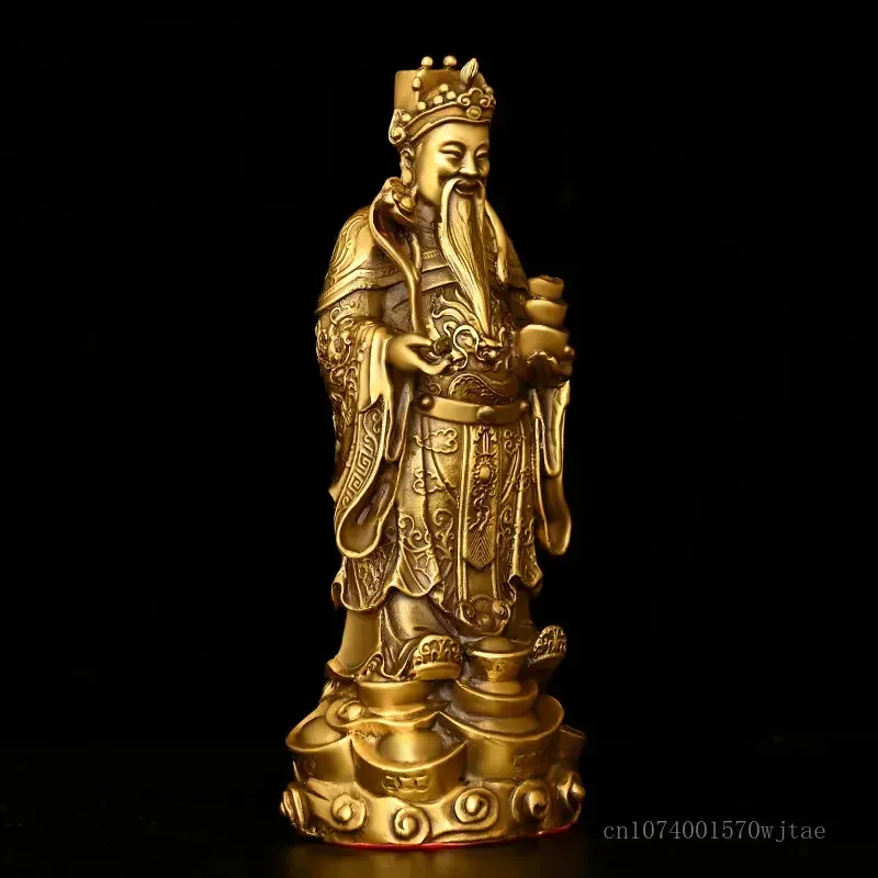 Pure Copper Avalokitesvara Lotus Base Goddess of Wealth Decor Buddha Statue Home Living Room Shop Buddha Hall Offering Gods, 1Pc