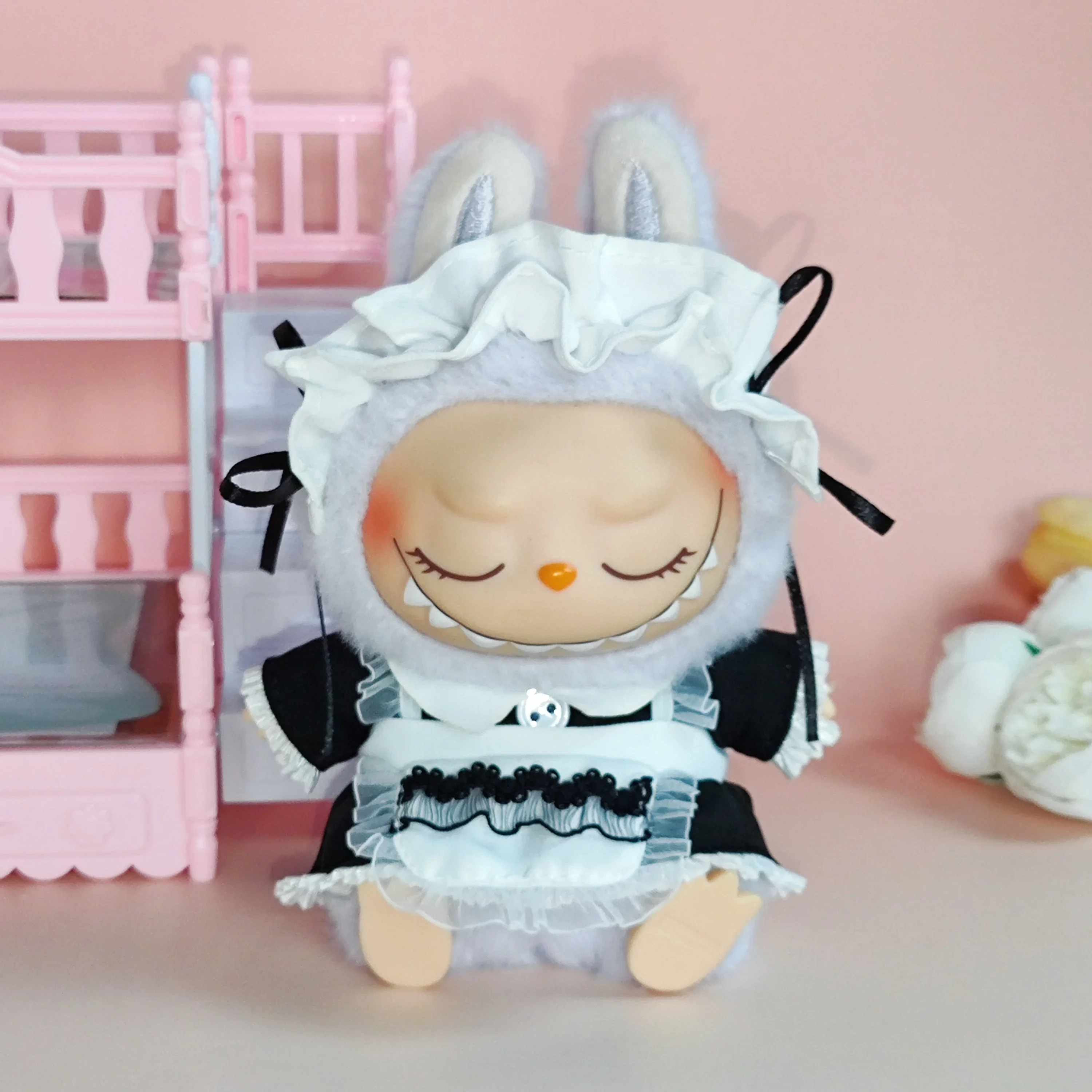 15-17cm Labubu Hanger Blind Box Labubu Keychain Doll Uniform Doll Maid Set