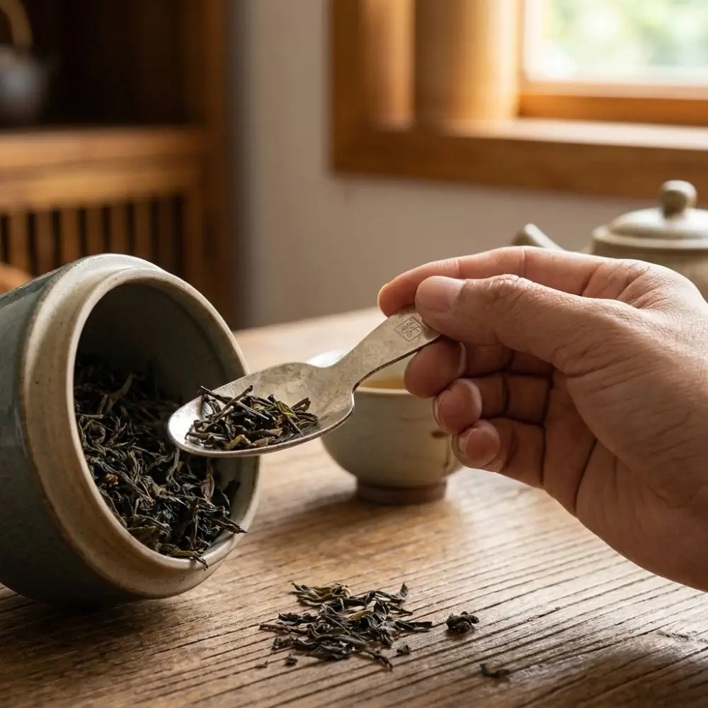Pure Titanium Short Handle Tea Spoon Thickened Portable Tea Dividing Tool Lightweight Anti-Fall Measuring Spoon Tea Leaves