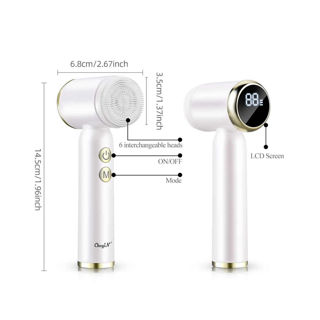 CkeyiN 6 In 1 massaggiatori elettrici per il viso spazzola detergente detergente per pori rotante strumento per la rimozione dei punti neri strumento per la rimozione del trucco cura della pelle del viso