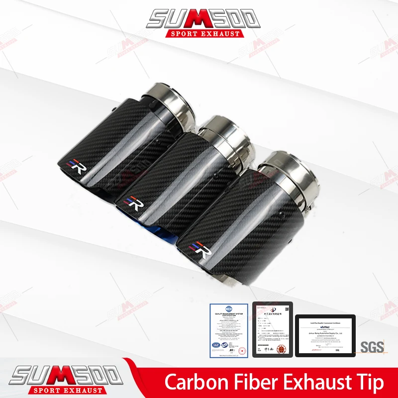 

ER 1PCS High Quality Carbon Fiber Exhaust System Tip Universal Straight Stainless Exhaust Mufflers Nozzle Exhaust