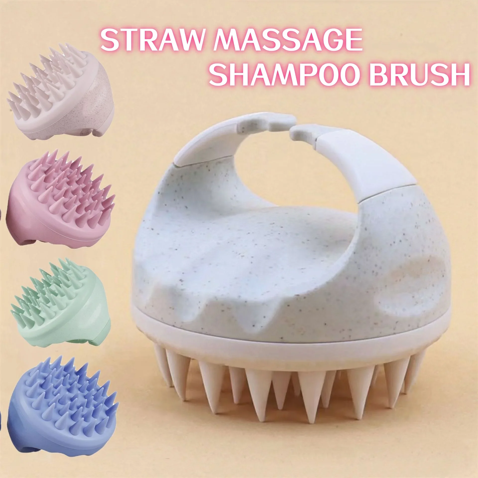 Upgraded Version Silicone Shampoo Brush Scalp Massage Comb Wheat Straw Biodegradable Silicone Shampoo Brush Clean The Scalp