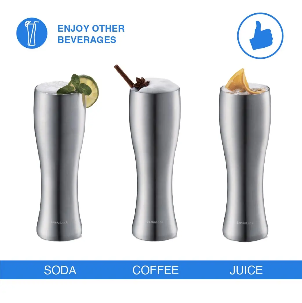 بهلوان البيرة من الفولاذ المقاوم للصدأ معزول بجدار مزدوج، 19 أونصة/560 مل، فضي #3