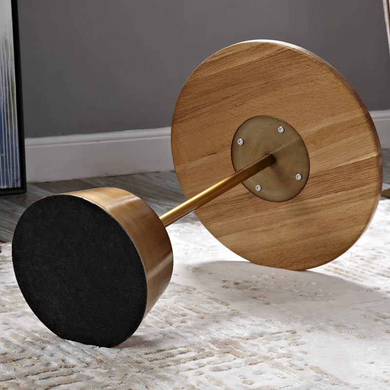 Oak corner few solid wood sofa edge few ins wrought iron small round few Nordic modern simple mini small round table combination