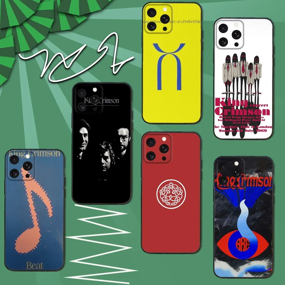 

Red C- criminson King Band Phone Case For iPhone 16e,16,15,14,13,12,11,Pro,X,XS,Max,XR,Plus,Mini Soft Black Cover