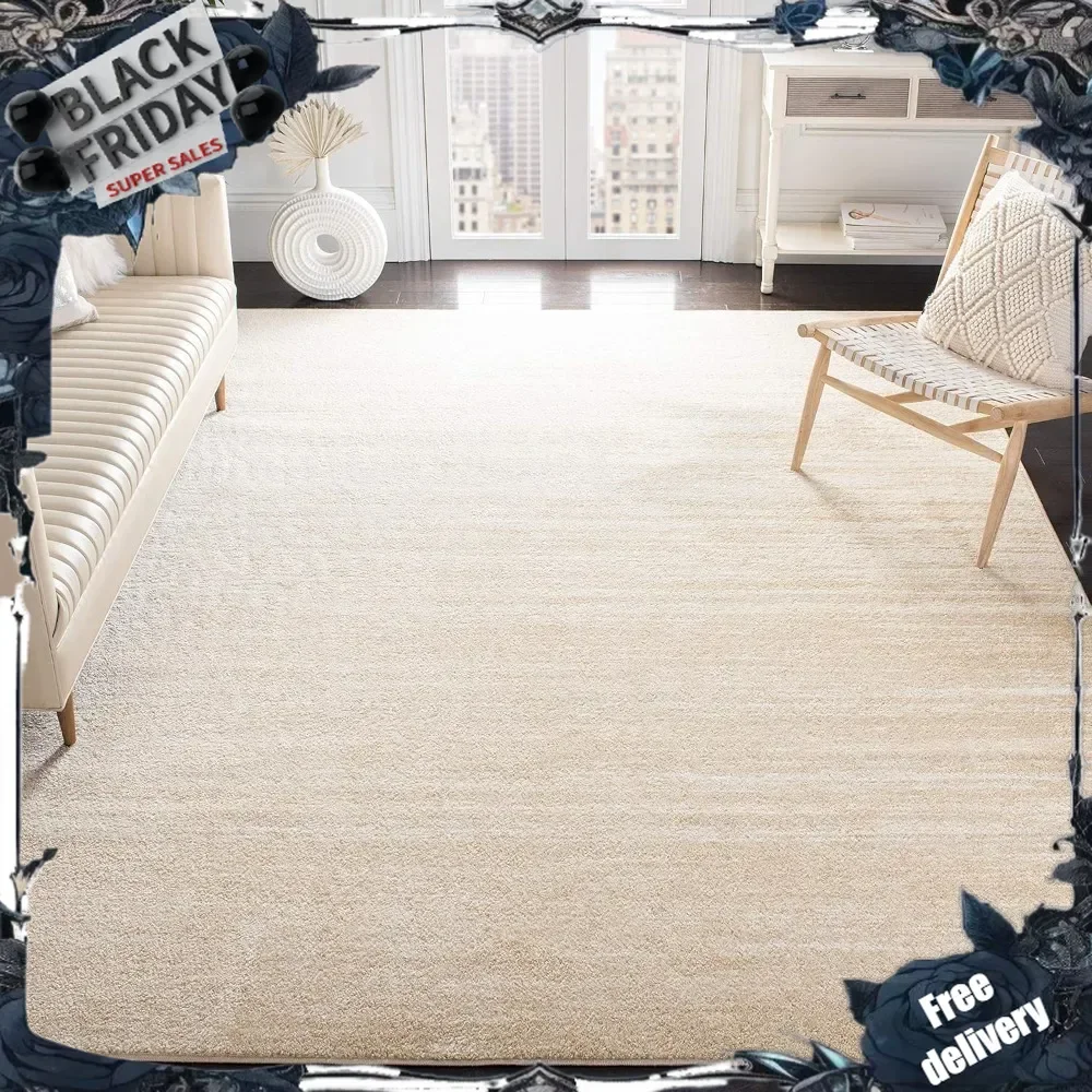 Collection Area Rug - 8' x 10', Champagne & Cream, Modern Ombre Design, Non-Shedding & Easy Care