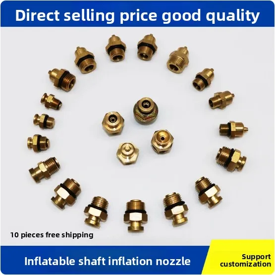 Inflation Nozzle with O-Ring Seal for Air Shaft, Multiple Tip Styles Flat/Round/Flared, Heavy Duty Pneumatic Parts