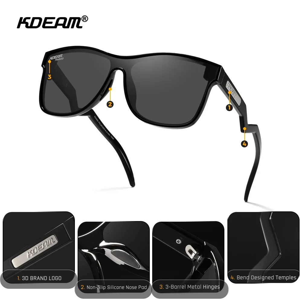 KDEAM New Polarized Sports Sunglasses TR Frame Men Goggles Colorful High Quality Driving Glasses Camping Outdoor Cycling Eyewear