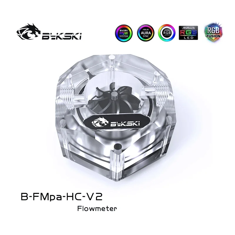 Bykski Hexagon Water Flow Meter, Flowing Monitoring For Computer Water Cooling, RGB/ARGB SYNC, B-FMpa-HC-V2