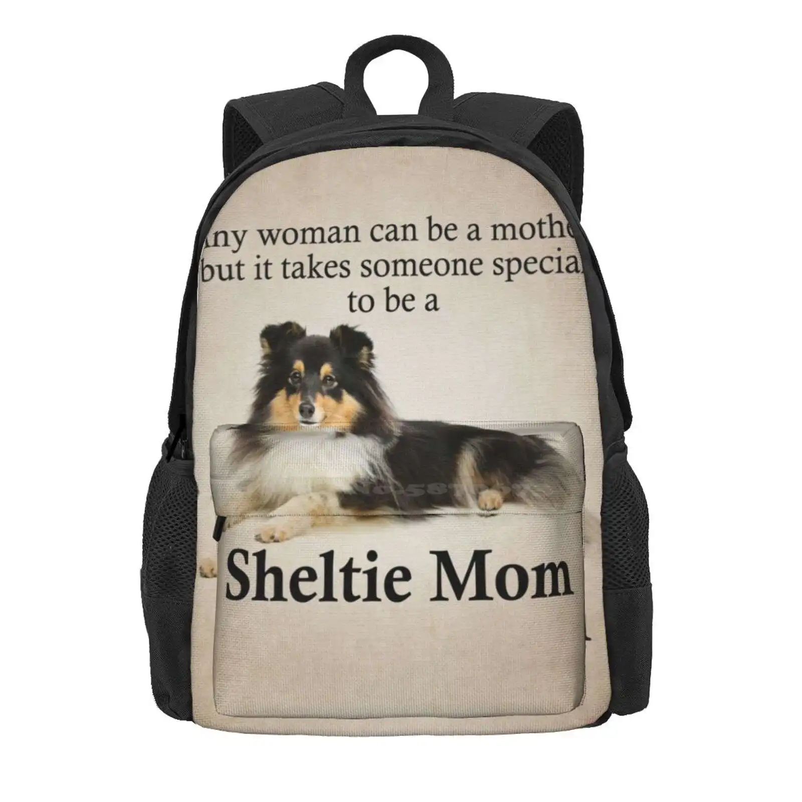 Tri-Color Sheltie Mom Hot Sale Schoolbag Backpack Fashion Bags Tri Color Shetland Sheepdog Sheltie Shelty Miniature Collie Pet