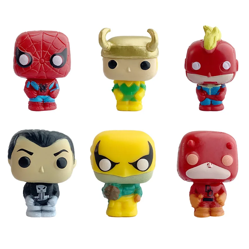 20-24Pcs/Sets Avengers Marvel Q Version mini Figure Anime SuperHeros Iron Man Spiderman Captain Hulk Kids Toys Christmas Gift