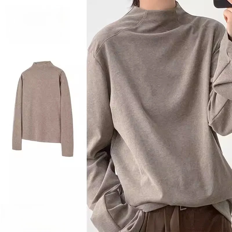 

Men's Basic Color f High Collar Long Sve Base irt Inner Wear T-irt Neutral Japanese Sle Cleanfit Layering T...