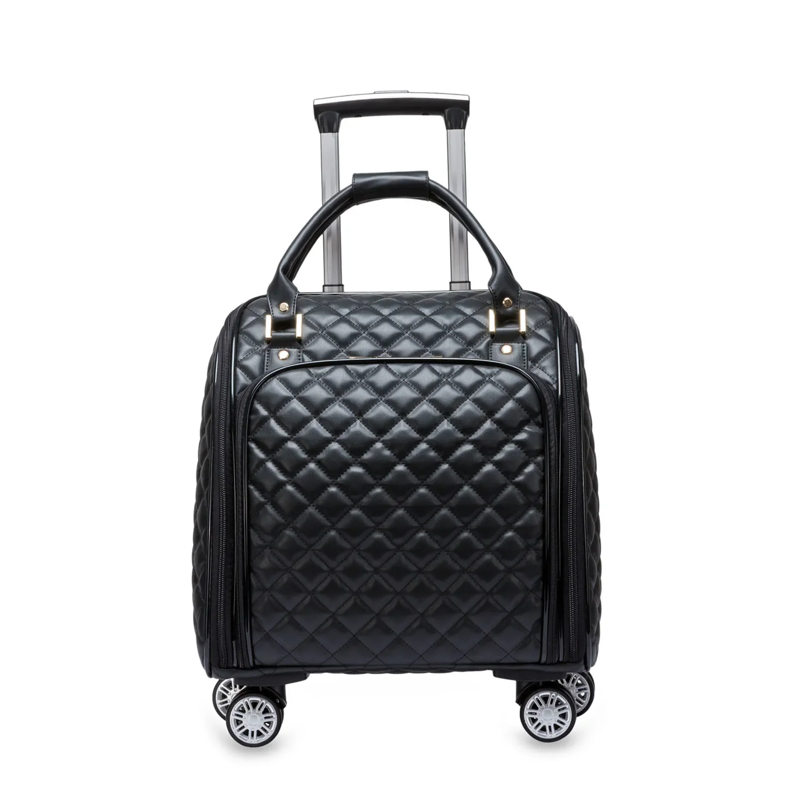 

16in Leather Softside Underseat Carry on Suitcases Expandable Spinner Wheels Travel Luggage