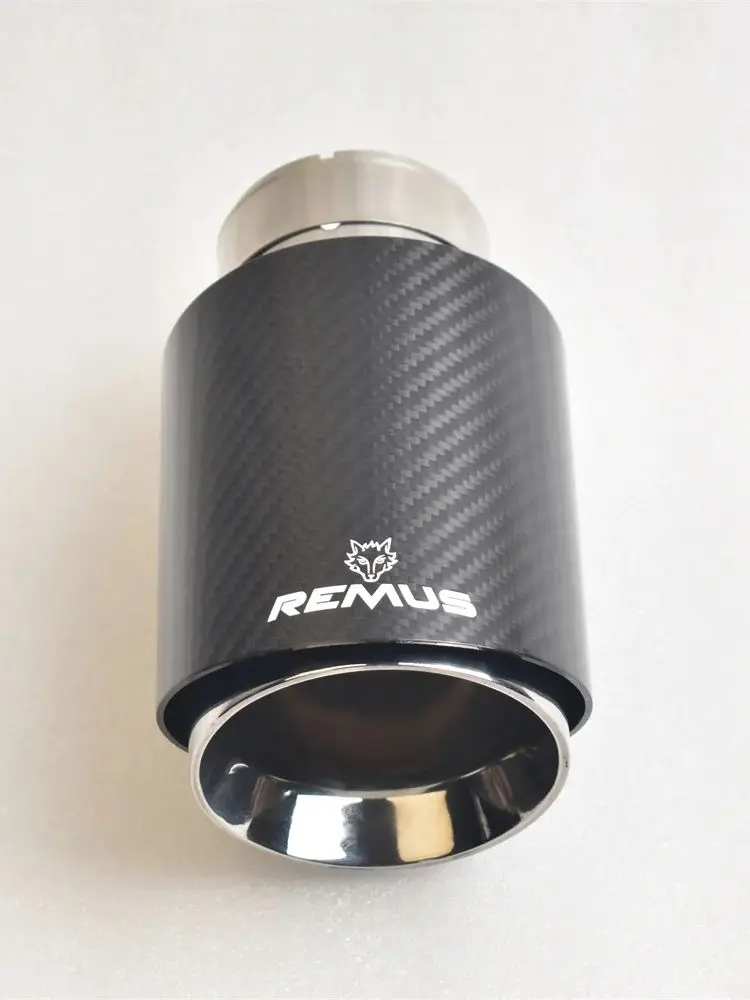 

RE Car Modification Exhaust Pipe Carbon Fiber Double Wall Straight Cut Stainless Steel Tailpipe Tip for Vehicle
