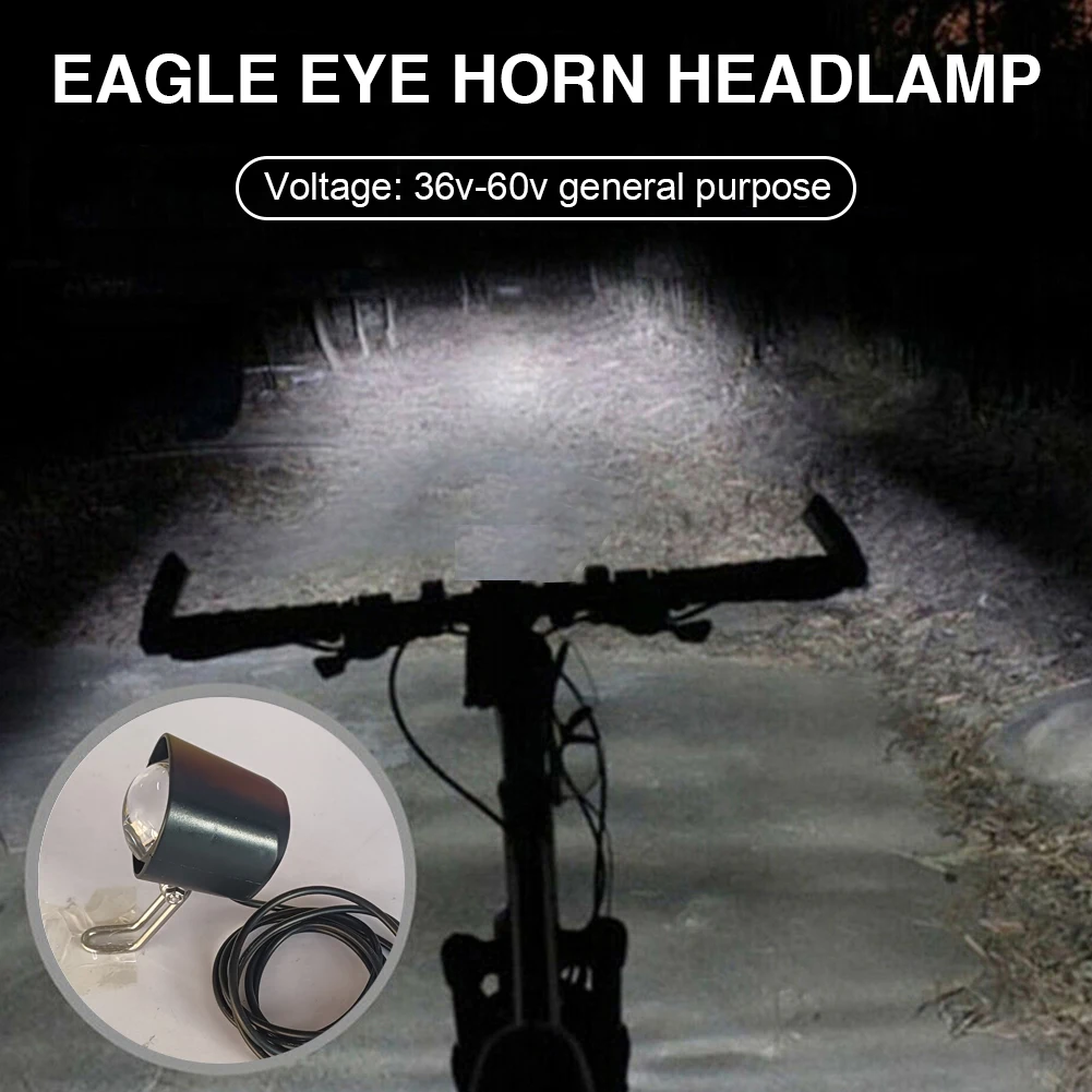 Electric Bike LED Front Light E-Bike Bicycle 2 in 1 Waterproof Horn Headlight Biking Portable  Cycling Parts