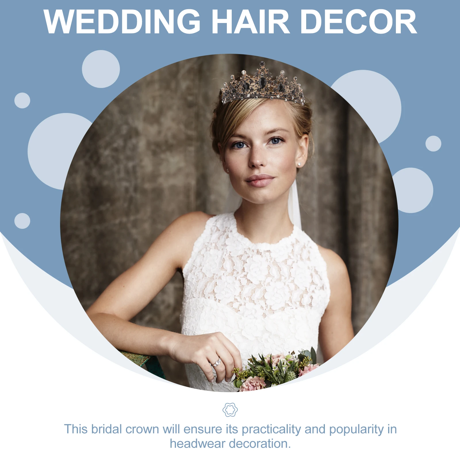 

1Pcs Bridal Crown Alloy Retro Styled Wedding Headdress Birthday Headgear Elegant Black Alloy Crown Bridal Headdress