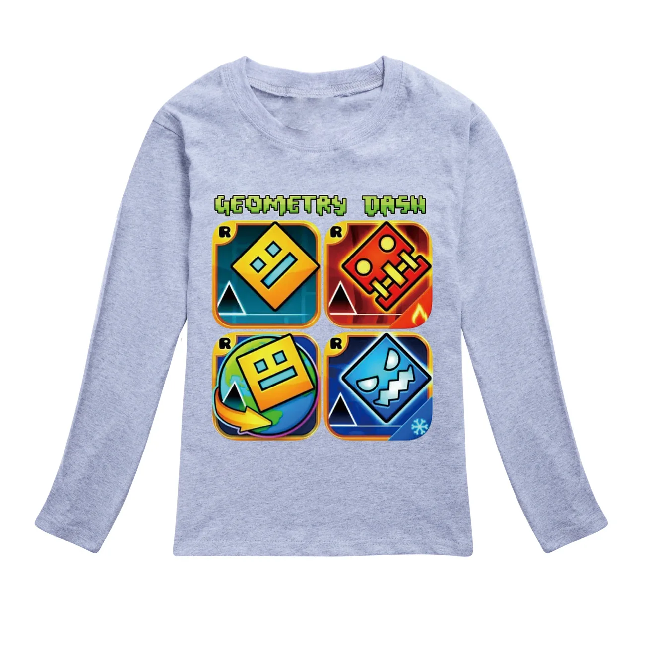 Game Geometry Dash T Shirt Kids Pure Cotton T-shirt Little Girls Long Sleeve Tops Children\'s Cartoon Clothing Boys Sweatshirts