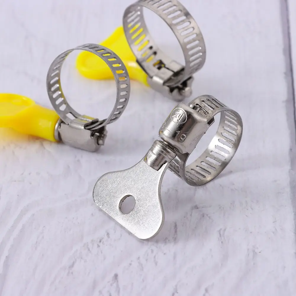 5Pcs Stainless Steel  Handle Hose Clamp Circular Air water Pipe Fuel Hose Clips of Water Pipe Fasteners Clamps