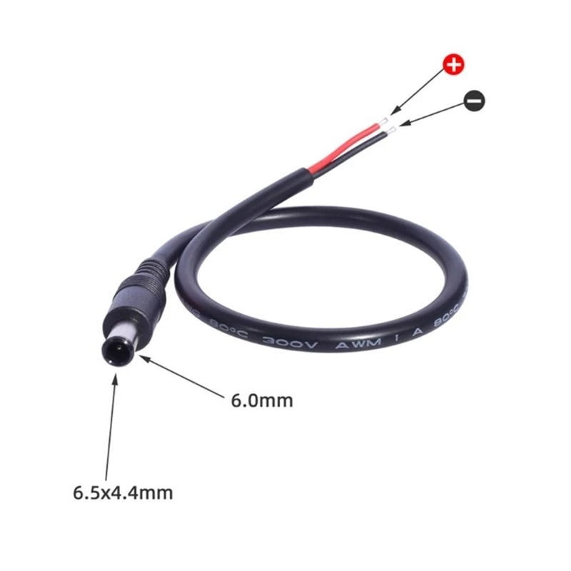 18AWG 6.5mmx4.4mm DC Jack Plug Male Power Supply Cable 10A For Laptop Notebook Adapter Replacement Repair Cord