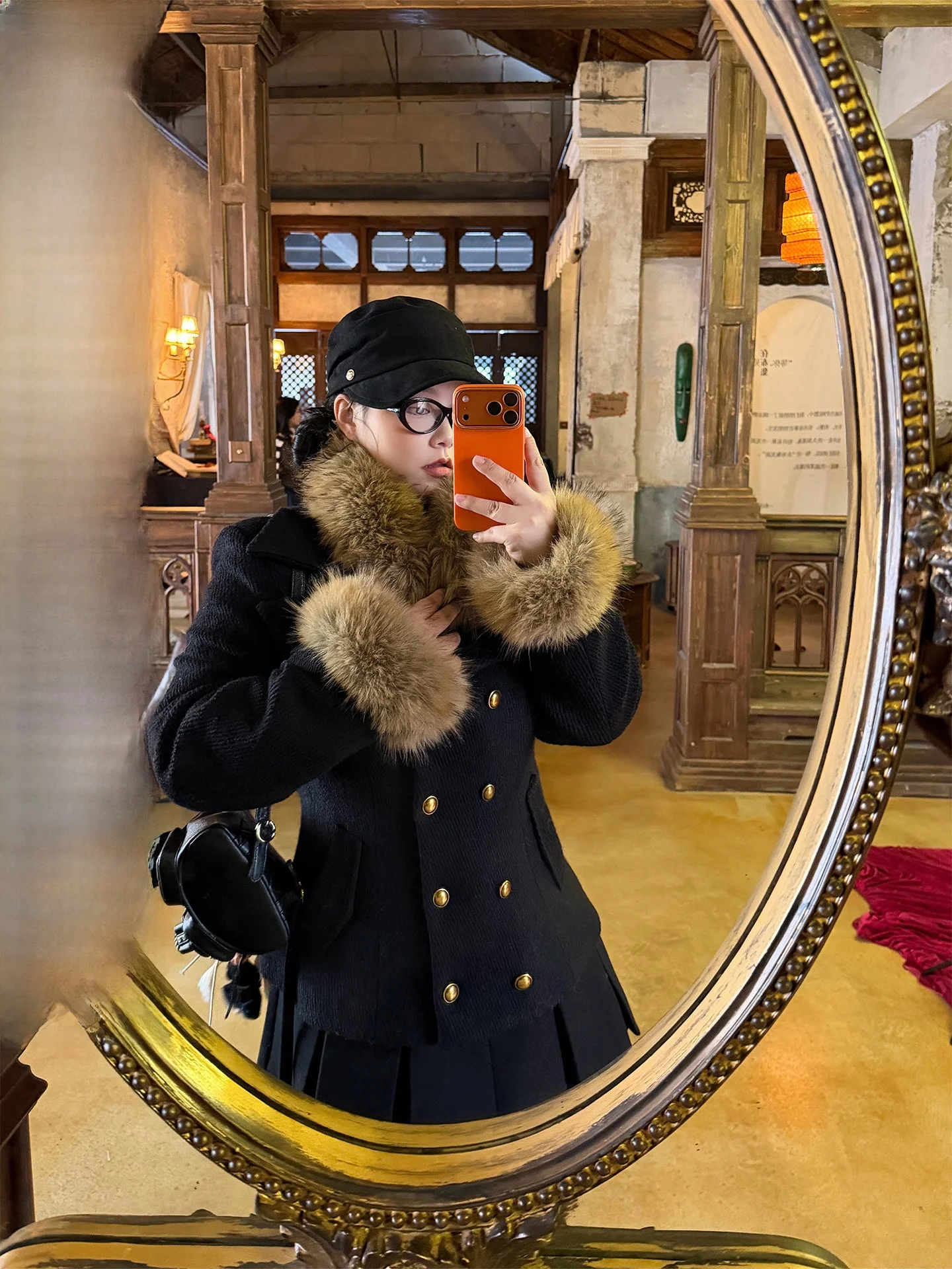 

Slimming Effect Woolen Coat Hepburn Sle Rome Holiday Stand Collar Double Breasted Long Sve Thi Winter Ladies Coat