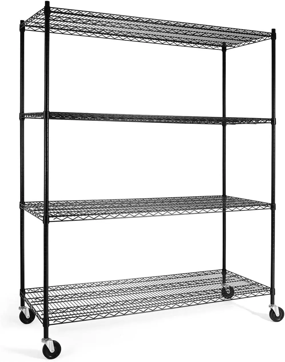 Caphaus 4-Tier Commercial Grade Heavy Duty Adjustable Height Wire Shelving W/Wheels & Leveling Feet, Storage Metal Steel Shelf,