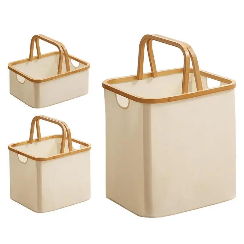 Dirty Clothes Storage Basket With Bamboo Wood Handle Large Capacity Laundry Storage Dirty Clothes Storage Basket