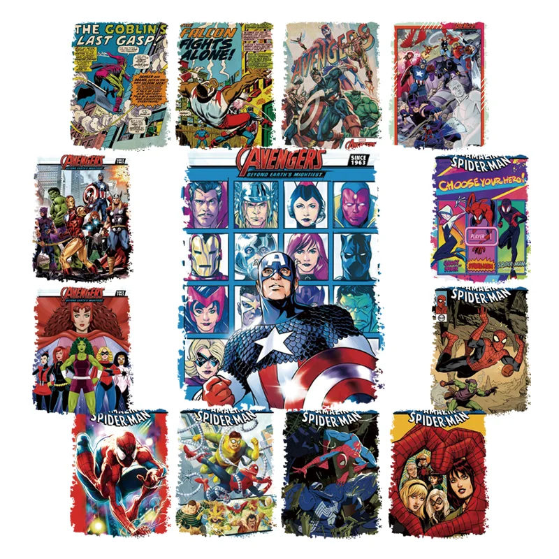 Retro style Avengers Heroes self-adhesive thermoadhesive patches DIY Sewing iron on transfer